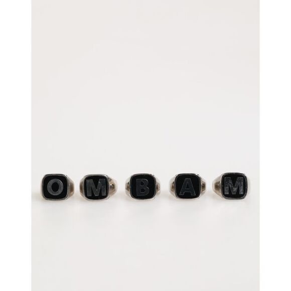 Dolce & Gabbana Silver Tone Brass LetteMen's Set 5 Pieces Adjustable Men's Ring